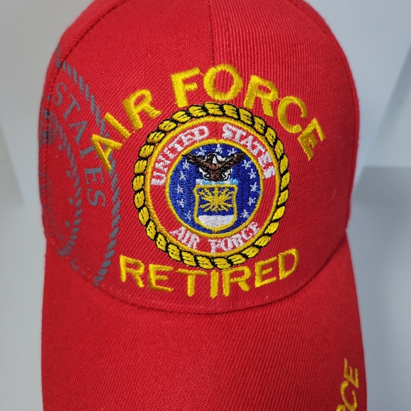 Mens Red Air Force retired Shadow Emblem Hat Hook & Loop adjustable back - Picture 2 of 8